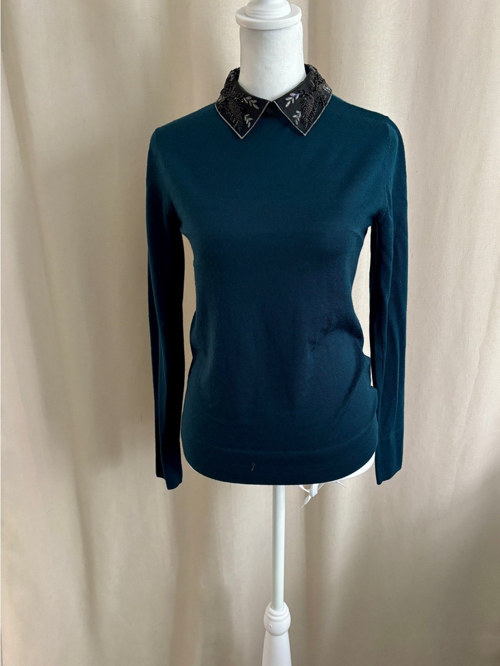 Club Monaco Merino Wool Sequin-Collar Sweater — Size XS